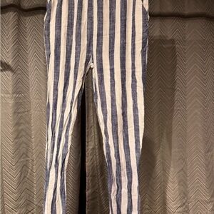 Navy and White Striped Women's Pants
